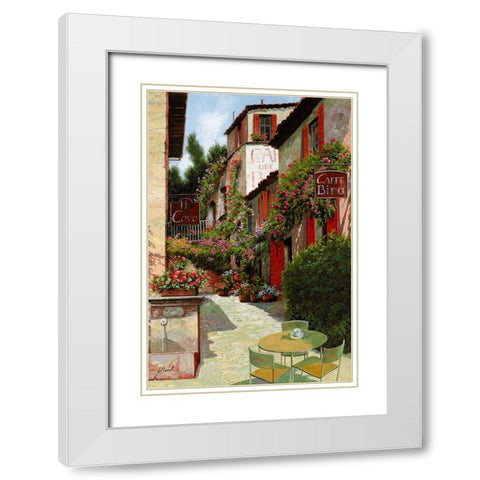 Caffe Bifo White Modern Wood Framed Art Print with Double Matting by Borelli, Guido