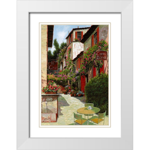 Caffe Bifo White Modern Wood Framed Art Print with Double Matting by Borelli, Guido