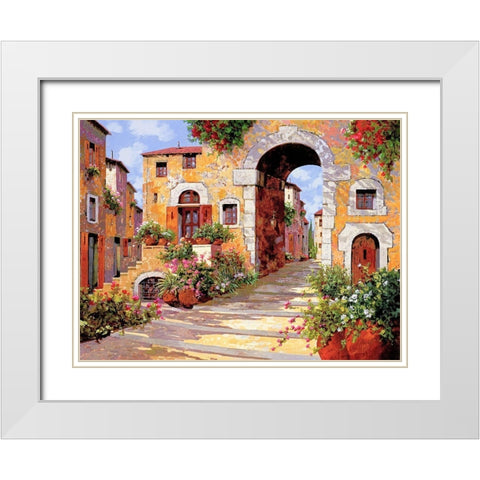 Lentrata al Borgo White Modern Wood Framed Art Print with Double Matting by Borelli, Guido