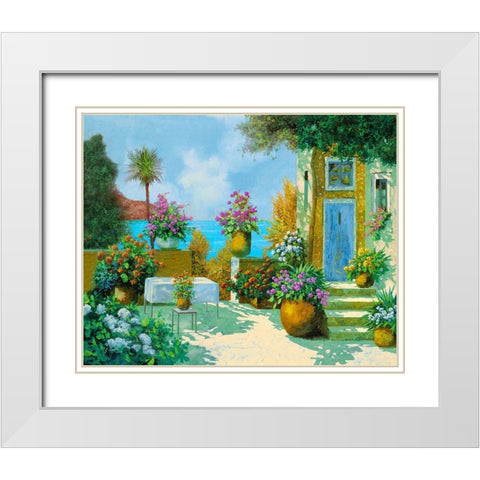 Scalette e Tavolo White Modern Wood Framed Art Print with Double Matting by Borelli, Guido