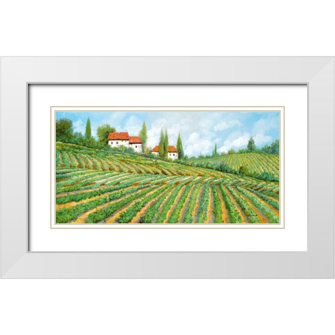 tre case nella vigna White Modern Wood Framed Art Print with Double Matting by Borelli, Guido