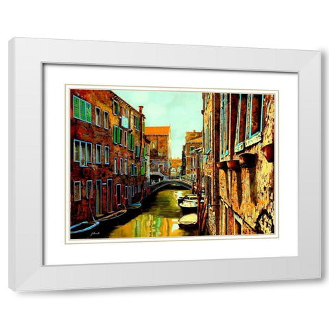 Venezia Al Tramonto White Modern Wood Framed Art Print with Double Matting by Borelli, Guido
