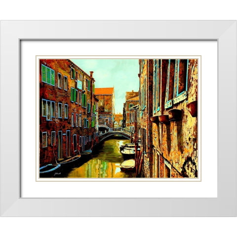 Venezia Al Tramonto White Modern Wood Framed Art Print with Double Matting by Borelli, Guido