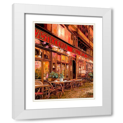 La Pasticceria DellOca Giuliva White Modern Wood Framed Art Print with Double Matting by Borelli, Guido