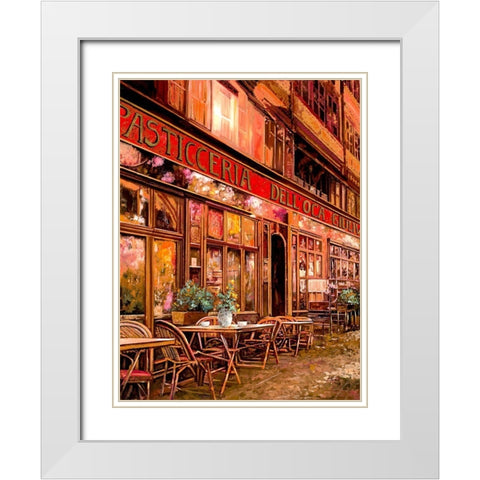 La Pasticceria DellOca Giuliva White Modern Wood Framed Art Print with Double Matting by Borelli, Guido