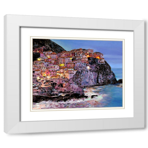 Crepuscolo a Manarola White Modern Wood Framed Art Print with Double Matting by Borelli, Guido