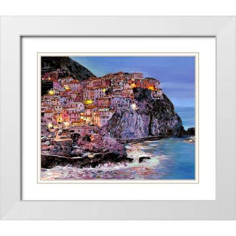 Crepuscolo a Manarola White Modern Wood Framed Art Print with Double Matting by Borelli, Guido
