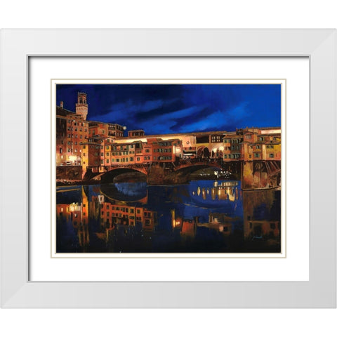 Notturno Fiorentino White Modern Wood Framed Art Print with Double Matting by Borelli, Guido