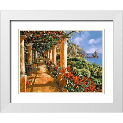 Le Colonne e I fiori White Modern Wood Framed Art Print with Double Matting by Borelli, Guido