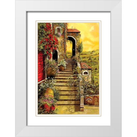 Salita al Grande Arco White Modern Wood Framed Art Print with Double Matting by Borelli, Guido
