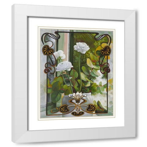 Rose Bianche Liberty White Modern Wood Framed Art Print with Double Matting by Borelli, Guido