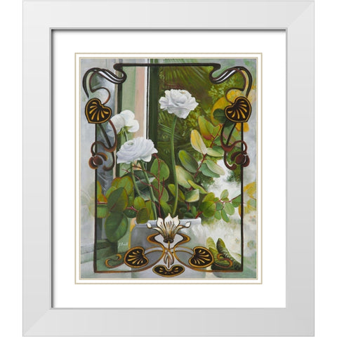 Rose Bianche Liberty White Modern Wood Framed Art Print with Double Matting by Borelli, Guido