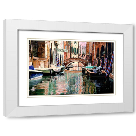 le Barche e i Pali Colorati White Modern Wood Framed Art Print with Double Matting by Borelli, Guido
