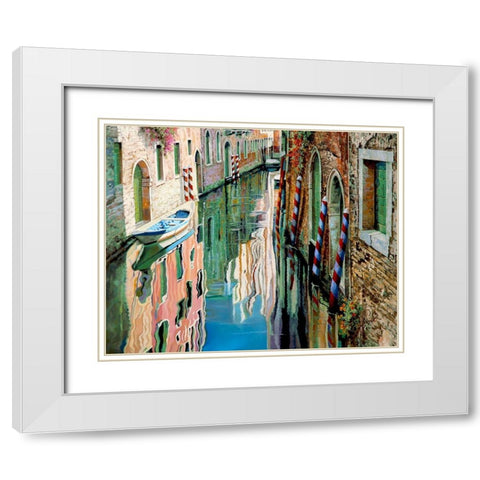 Riflessi Colorati White Modern Wood Framed Art Print with Double Matting by Borelli, Guido