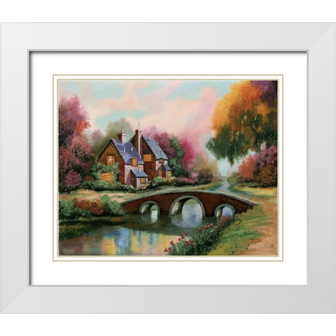 Ponticello a colori White Modern Wood Framed Art Print with Double Matting by Borelli, Guido