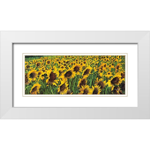 Girasoli Gialli II White Modern Wood Framed Art Print with Double Matting by Borelli, Guido