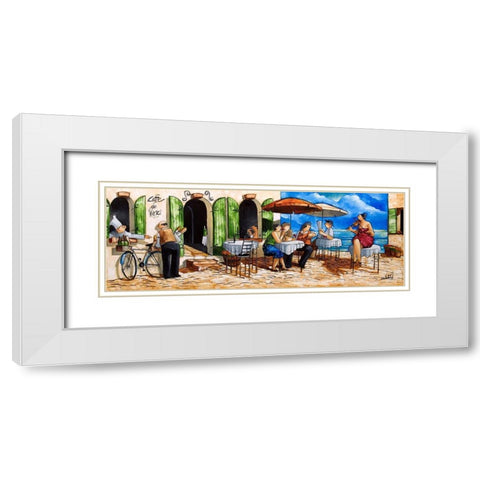 Monday Morning at Cafe da Vinci White Modern Wood Framed Art Print with Double Matting by West, Ronald