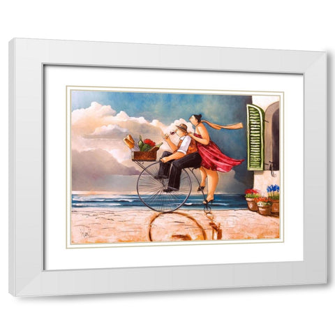 Delivery I White Modern Wood Framed Art Print with Double Matting by West, Ronald