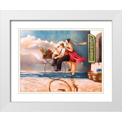 Delivery I White Modern Wood Framed Art Print with Double Matting by West, Ronald