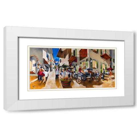 Lunch at Cafe de Vinci White Modern Wood Framed Art Print with Double Matting by West, Ronald