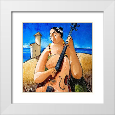 Musician III White Modern Wood Framed Art Print with Double Matting by West, Ronald