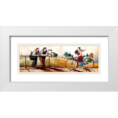 Delivery II White Modern Wood Framed Art Print with Double Matting by West, Ronald