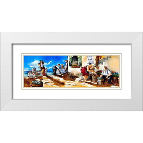 Fisherman White Modern Wood Framed Art Print with Double Matting by West, Ronald