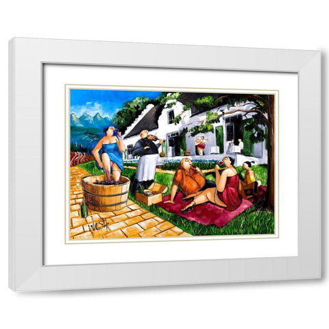 The Picnic White Modern Wood Framed Art Print with Double Matting by West, Ronald