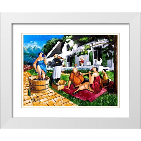 The Picnic White Modern Wood Framed Art Print with Double Matting by West, Ronald