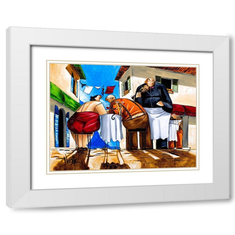 The Big Date White Modern Wood Framed Art Print with Double Matting by West, Ronald