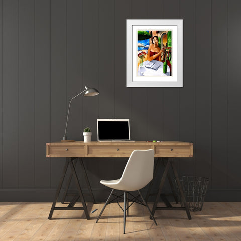 Solitary Diner White Modern Wood Framed Art Print with Double Matting by West, Ronald