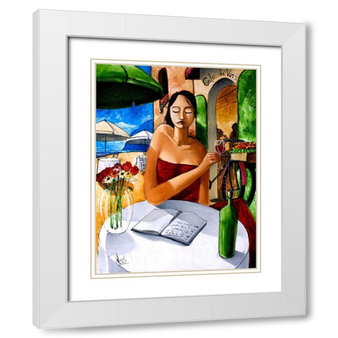 Solitary Diner White Modern Wood Framed Art Print with Double Matting by West, Ronald