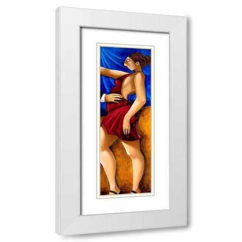 Tango I White Modern Wood Framed Art Print with Double Matting by West, Ronald