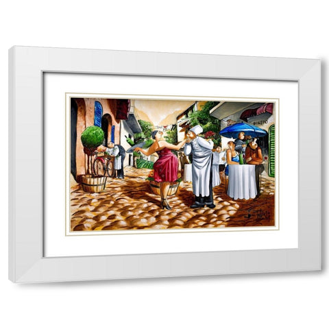 Romantic Chef White Modern Wood Framed Art Print with Double Matting by West, Ronald