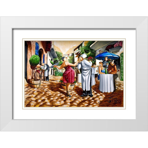 Romantic Chef White Modern Wood Framed Art Print with Double Matting by West, Ronald