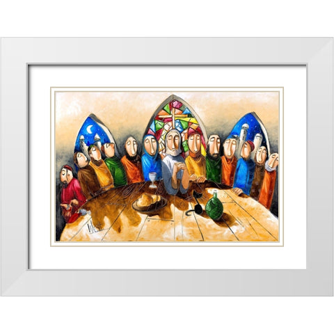 Last Supper White Modern Wood Framed Art Print with Double Matting by West, Ronald