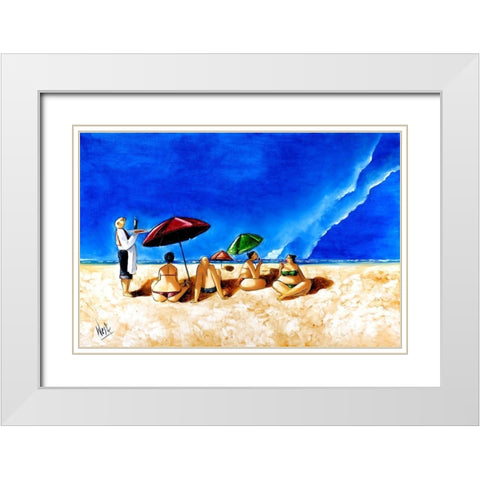 Lunch at Rooiels White Modern Wood Framed Art Print with Double Matting by West, Ronald