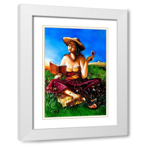 Lady of the Flowers White Modern Wood Framed Art Print with Double Matting by West, Ronald