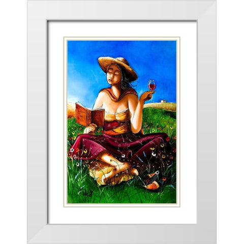 Lady of the Flowers White Modern Wood Framed Art Print with Double Matting by West, Ronald