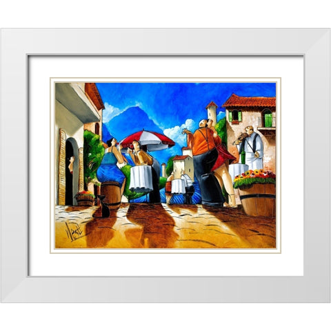 Couple Dancing White Modern Wood Framed Art Print with Double Matting by West, Ronald