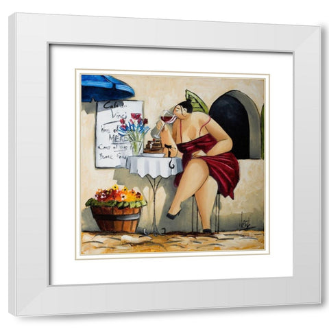 Wine Tasting at Cafe da Vinci I White Modern Wood Framed Art Print with Double Matting by West, Ronald