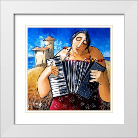 Musician II White Modern Wood Framed Art Print with Double Matting by West, Ronald