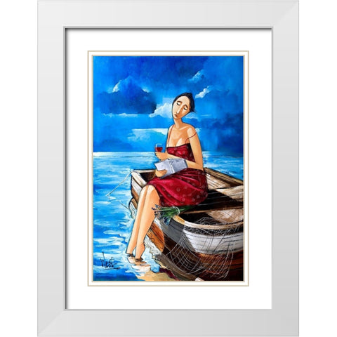 Peaceful Moment White Modern Wood Framed Art Print with Double Matting by West, Ronald