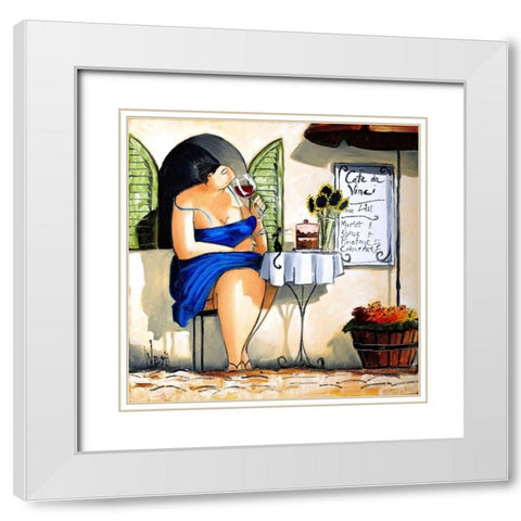 Wine Tasting at Cafe da Vinci II White Modern Wood Framed Art Print with Double Matting by West, Ronald