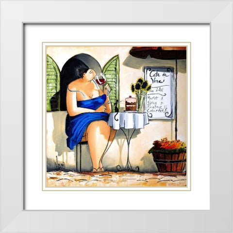 Wine Tasting at Cafe da Vinci II White Modern Wood Framed Art Print with Double Matting by West, Ronald