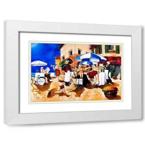 Cafe Adele White Modern Wood Framed Art Print with Double Matting by West, Ronald