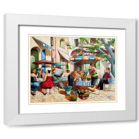 Flower Seller White Modern Wood Framed Art Print with Double Matting by West, Ronald