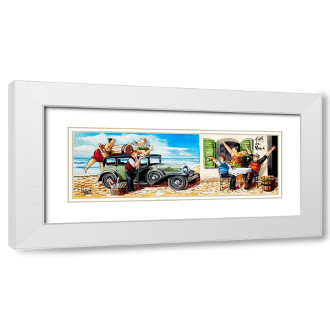 The Delivery White Modern Wood Framed Art Print with Double Matting by West, Ronald