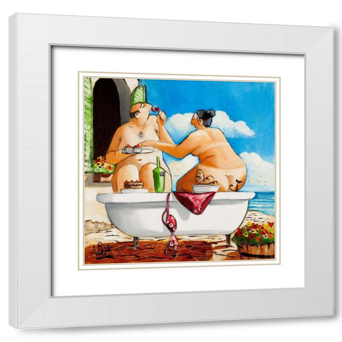 Tuscan Bath III White Modern Wood Framed Art Print with Double Matting by West, Ronald