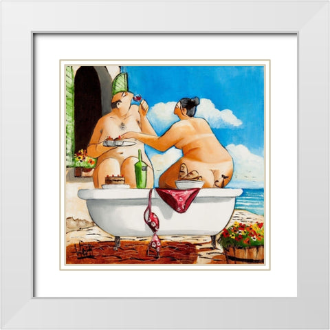 Tuscan Bath III White Modern Wood Framed Art Print with Double Matting by West, Ronald